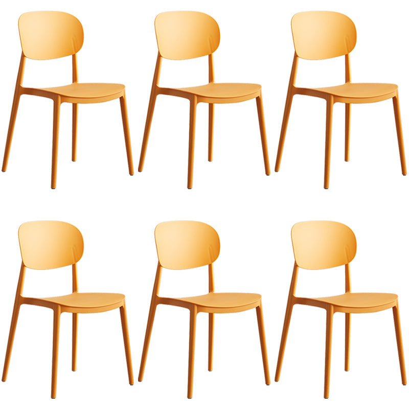 Plastic Scandinavian Dining Room Chair Matte Finish Open Back Dining Side Chair Orange 6 Piece Set Clearhalo ' kitchen&dining_furn' 'Dining Chairs' 'Dining Tables & Seating' 'dining_chair' 'furn' 'furn_dining_chair' 'Furniture' 'furniture_dining_chair' 'Kitchen & Dining Furniture' 'kitchen' 3568302