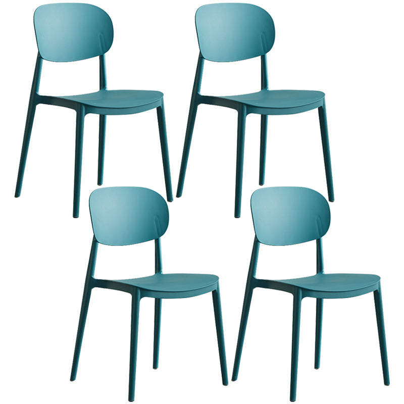 Plastic Scandinavian Dining Room Chair Matte Finish Open Back Dining Side Chair Peacock Blue 4 Piece Set Clearhalo ' kitchen&dining_furn' 'Dining Chairs' 'Dining Tables & Seating' 'dining_chair' 'furn' 'furn_dining_chair' 'Furniture' 'furniture_dining_chair' 'Kitchen & Dining Furniture' 'kitchen' 3568305