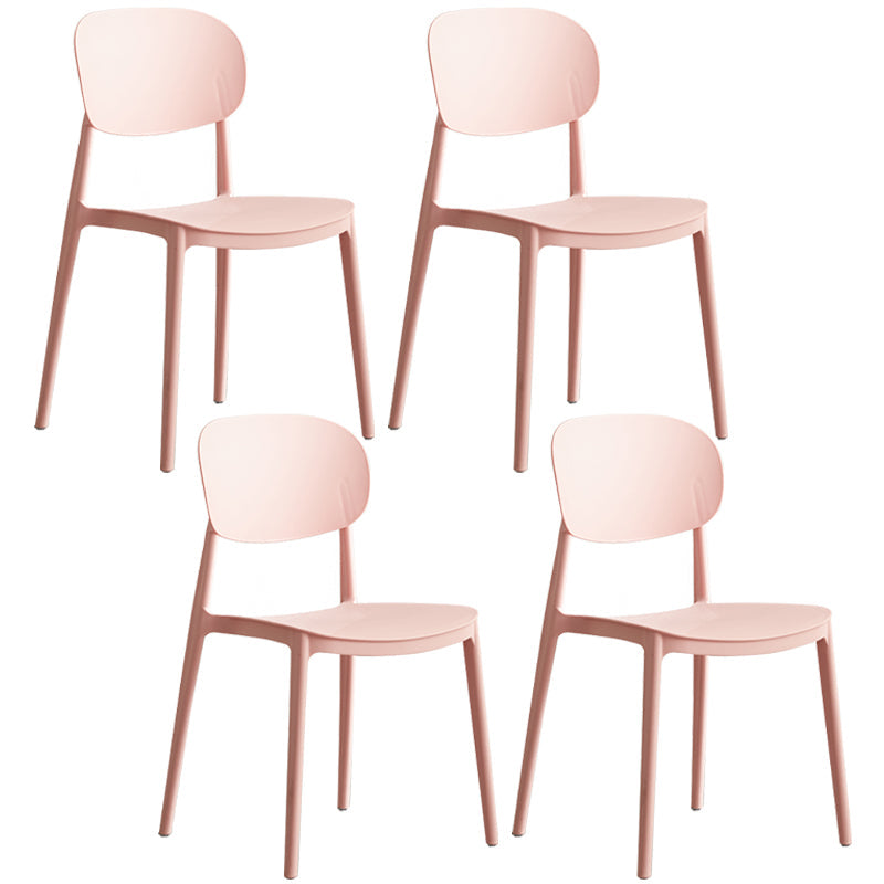 Plastic Scandinavian Dining Room Chair Matte Finish Open Back Dining Side Chair Pink 4 Piece Set Clearhalo ' kitchen&dining_furn' 'Dining Chairs' 'Dining Tables & Seating' 'dining_chair' 'furn' 'furn_dining_chair' 'Furniture' 'furniture_dining_chair' 'Kitchen & Dining Furniture' 'kitchen' 3568314
