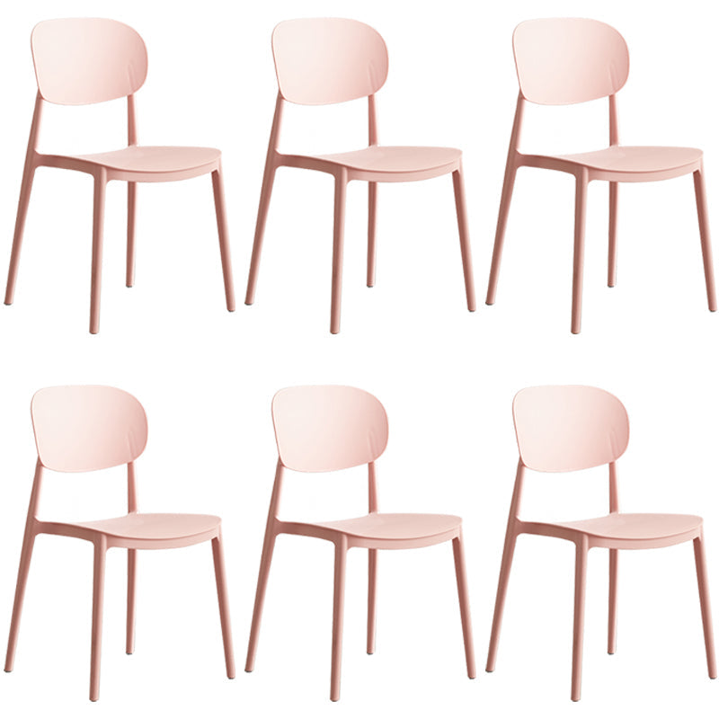 Plastic Scandinavian Dining Room Chair Matte Finish Open Back Dining Side Chair Pink 6 Piece Set Clearhalo ' kitchen&dining_furn' 'Dining Chairs' 'Dining Tables & Seating' 'dining_chair' 'furn' 'furn_dining_chair' 'Furniture' 'furniture_dining_chair' 'Kitchen & Dining Furniture' 'kitchen' 3568315