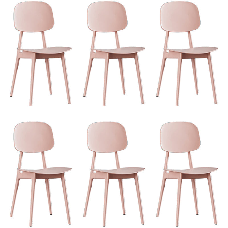 Plastic Scandinavian Dining Room Chair Matte Finish Open Back Dining Side Chair Pearl Pink 6 Piece Set Clearhalo ' kitchen&dining_furn' 'Dining Chairs' 'Dining Tables & Seating' 'dining_chair' 'furn' 'furn_dining_chair' 'Furniture' 'furniture_dining_chair' 'Kitchen & Dining Furniture' 'kitchen' 3568321