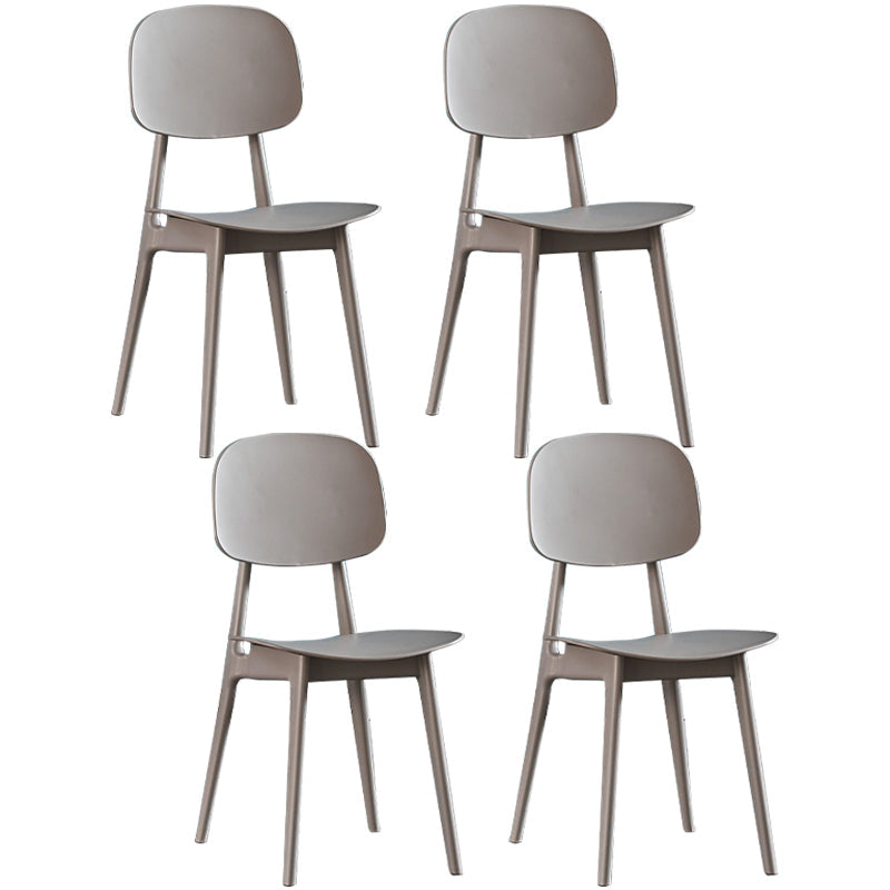 Plastic Scandinavian Dining Room Chair Matte Finish Open Back Dining Side Chair Silver Gray 4 Piece Set Clearhalo ' kitchen&dining_furn' 'Dining Chairs' 'Dining Tables & Seating' 'dining_chair' 'furn' 'furn_dining_chair' 'Furniture' 'furniture_dining_chair' 'Kitchen & Dining Furniture' 'kitchen' 3568323