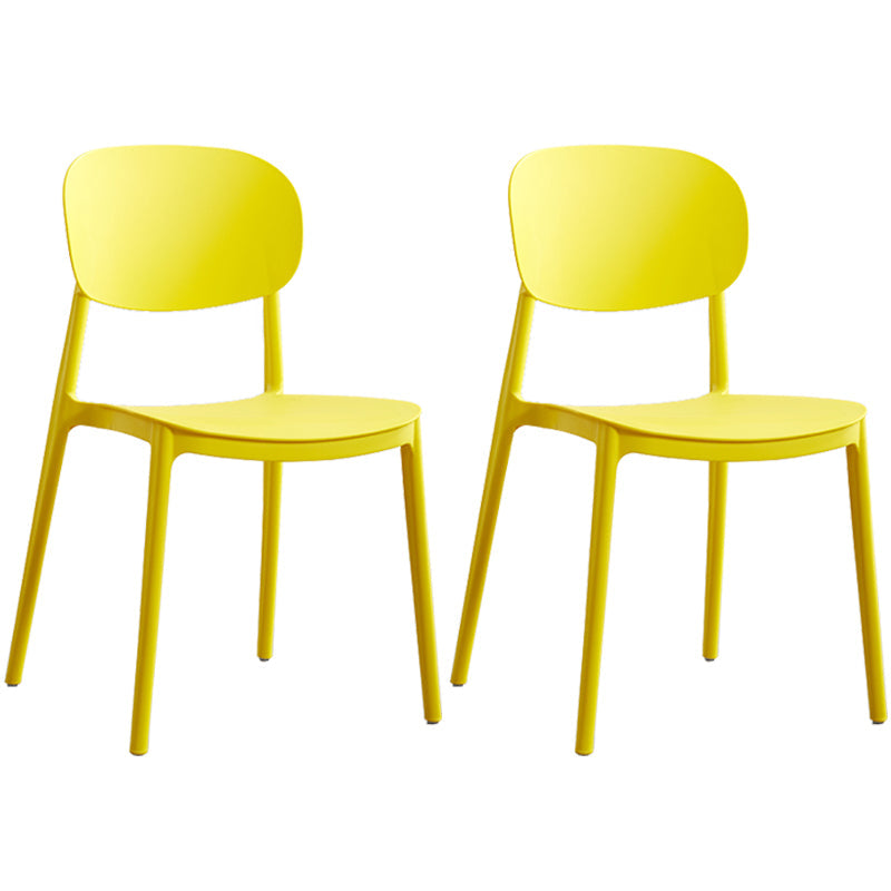 Plastic Scandinavian Dining Room Chair Matte Finish Open Back Dining Side Chair Yellow 2 Piece Set Clearhalo ' kitchen&dining_furn' 'Dining Chairs' 'Dining Tables & Seating' 'dining_chair' 'furn' 'furn_dining_chair' 'Furniture' 'furniture_dining_chair' 'Kitchen & Dining Furniture' 'kitchen' 3568340