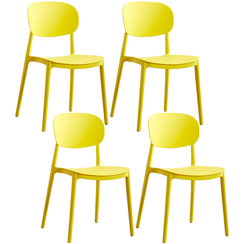 Plastic Scandinavian Dining Room Chair Matte Finish Open Back Dining Side Chair Yellow 4 Piece Set Clearhalo ' kitchen&dining_furn' 'Dining Chairs' 'Dining Tables & Seating' 'dining_chair' 'furn' 'furn_dining_chair' 'Furniture' 'furniture_dining_chair' 'Kitchen & Dining Furniture' 'kitchen' 3568341