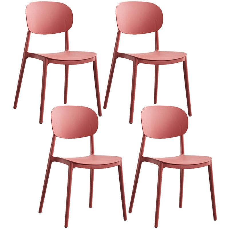 Plastic Scandinavian Dining Room Chair Matte Finish Open Back Dining Side Chair Burgundy 4 Piece Set Clearhalo ' kitchen&dining_furn' 'Dining Chairs' 'Dining Tables & Seating' 'dining_chair' 'furn' 'furn_dining_chair' 'Furniture' 'furniture_dining_chair' 'Kitchen & Dining Furniture' 'kitchen' 3568344