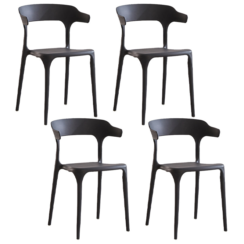 Modern Contemporary Plastic Side Chairs Multicolor Open Back Dining Chairs Black 4 Piece Set Clearhalo ' kitchen&dining_furn' 'Dining Chairs' 'Dining Tables & Seating' 'dining_chair' 'furn' 'furn_dining_chair' 'Furniture' 'furniture_dining_chair' 'Kitchen & Dining Furniture' 'kitchen' 3573687