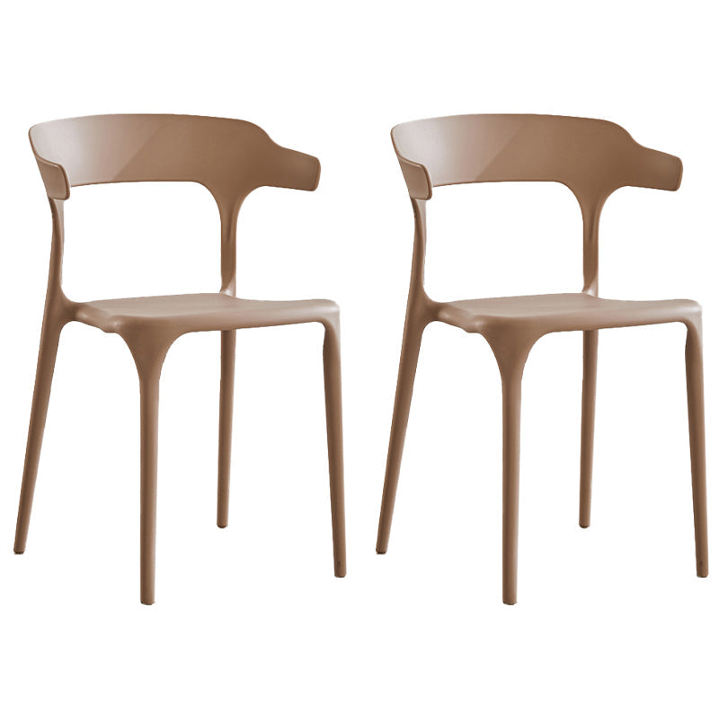 Modern Contemporary Plastic Side Chairs Multicolor Open Back Dining Chairs Brown 2 Piece Set Clearhalo ' kitchen&dining_furn' 'Dining Chairs' 'Dining Tables & Seating' 'dining_chair' 'furn' 'furn_dining_chair' 'Furniture' 'furniture_dining_chair' 'Kitchen & Dining Furniture' 'kitchen' 3573691