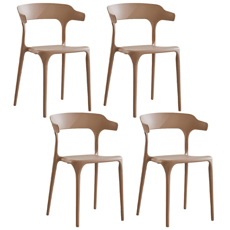 Modern Contemporary Plastic Side Chairs Multicolor Open Back Dining Chairs Brown 4 Piece Set Clearhalo ' kitchen&dining_furn' 'Dining Chairs' 'Dining Tables & Seating' 'dining_chair' 'furn' 'furn_dining_chair' 'Furniture' 'furniture_dining_chair' 'Kitchen & Dining Furniture' 'kitchen' 3573692