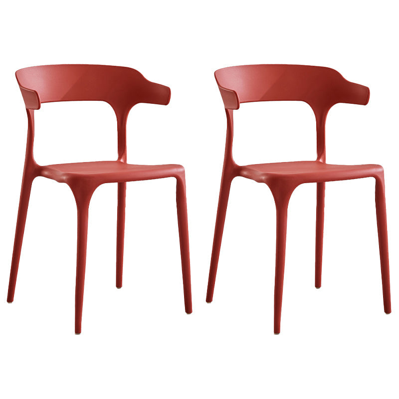 Modern Contemporary Plastic Side Chairs Multicolor Open Back Dining Chairs Red 2 Piece Set Clearhalo ' kitchen&dining_furn' 'Dining Chairs' 'Dining Tables & Seating' 'dining_chair' 'furn' 'furn_dining_chair' 'Furniture' 'furniture_dining_chair' 'Kitchen & Dining Furniture' 'kitchen' 3573695
