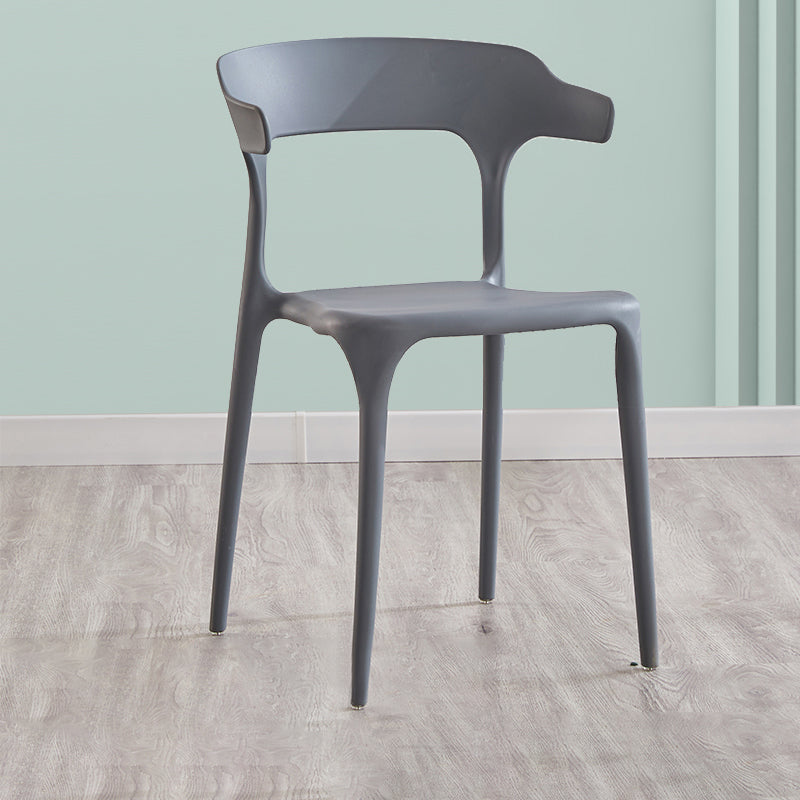Modern Contemporary Plastic Side Chairs Multicolor Open Back Dining Chairs Dark Gray 1 Piece Clearhalo ' kitchen&dining_furn' 'Dining Chairs' 'Dining Tables & Seating' 'dining_chair' 'furn' 'furn_dining_chair' 'Furniture' 'furniture_dining_chair' 'Kitchen & Dining Furniture' 'kitchen' 3573697