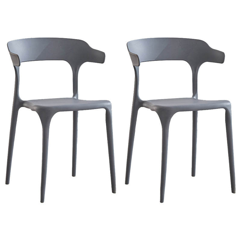Modern Contemporary Plastic Side Chairs Multicolor Open Back Dining Chairs Dark Gray 2 Piece Set Clearhalo ' kitchen&dining_furn' 'Dining Chairs' 'Dining Tables & Seating' 'dining_chair' 'furn' 'furn_dining_chair' 'Furniture' 'furniture_dining_chair' 'Kitchen & Dining Furniture' 'kitchen' 3573698