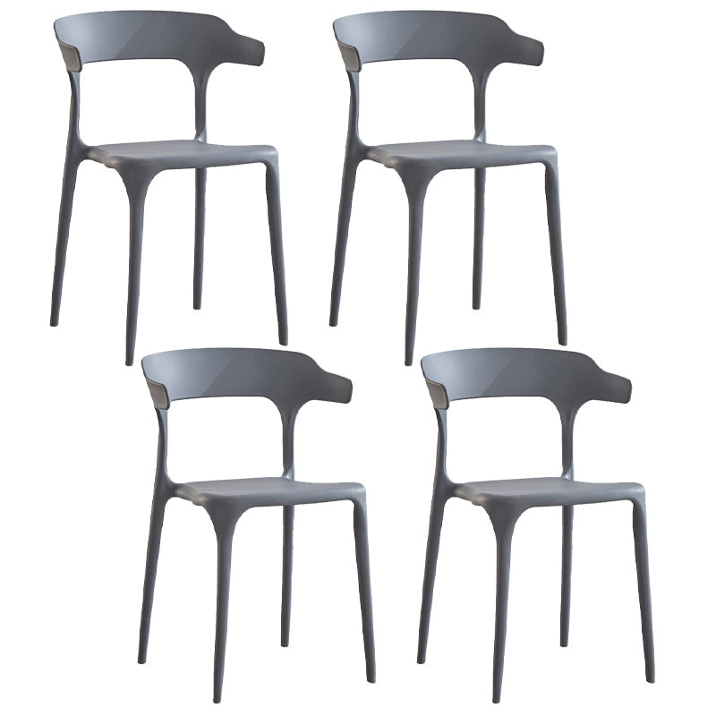 Modern Contemporary Plastic Side Chairs Multicolor Open Back Dining Chairs Dark Gray 4 Piece Set Clearhalo ' kitchen&dining_furn' 'Dining Chairs' 'Dining Tables & Seating' 'dining_chair' 'furn' 'furn_dining_chair' 'Furniture' 'furniture_dining_chair' 'Kitchen & Dining Furniture' 'kitchen' 3573699