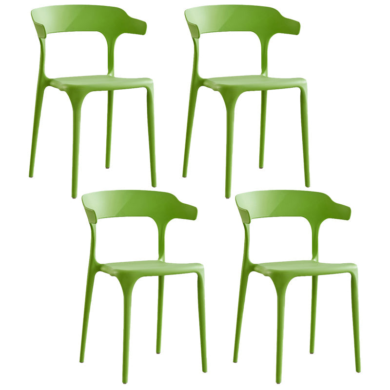 Modern Contemporary Plastic Side Chairs Multicolor Open Back Dining Chairs Green 4 Piece Set Clearhalo ' kitchen&dining_furn' 'Dining Chairs' 'Dining Tables & Seating' 'dining_chair' 'furn' 'furn_dining_chair' 'Furniture' 'furniture_dining_chair' 'Kitchen & Dining Furniture' 'kitchen' 3573705