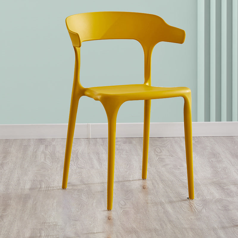 Modern Contemporary Plastic Side Chairs Multicolor Open Back Dining Chairs Yellow 1 Piece Clearhalo ' kitchen&dining_furn' 'Dining Chairs' 'Dining Tables & Seating' 'dining_chair' 'furn' 'furn_dining_chair' 'Furniture' 'furniture_dining_chair' 'Kitchen & Dining Furniture' 'kitchen' 3573709
