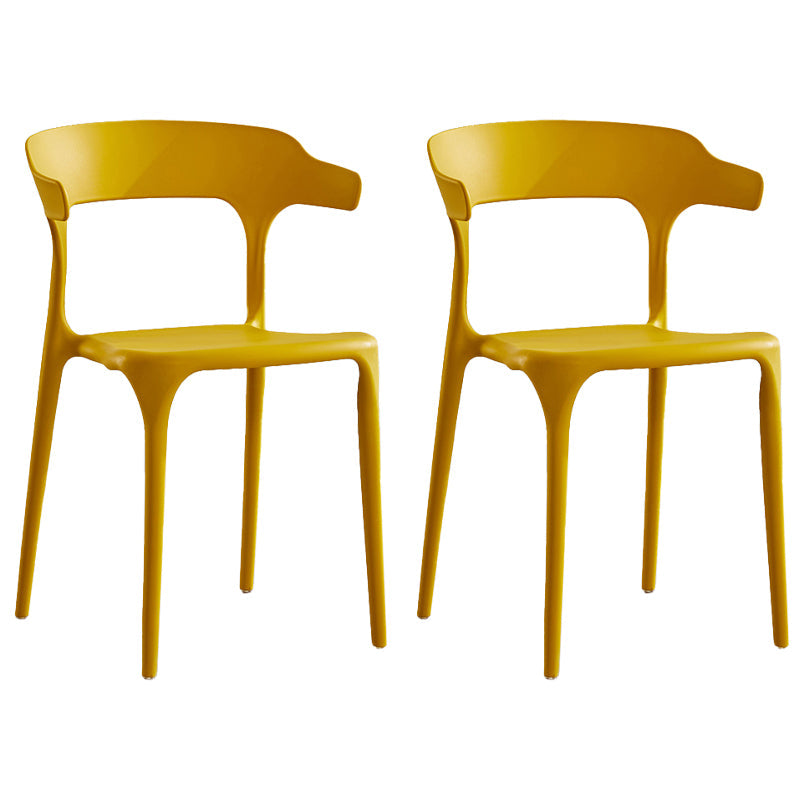 Modern Contemporary Plastic Side Chairs Multicolor Open Back Dining Chairs Yellow 2 Piece Set Clearhalo ' kitchen&dining_furn' 'Dining Chairs' 'Dining Tables & Seating' 'dining_chair' 'furn' 'furn_dining_chair' 'Furniture' 'furniture_dining_chair' 'Kitchen & Dining Furniture' 'kitchen' 3573710