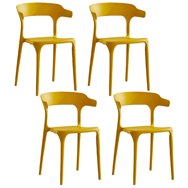 Modern Contemporary Plastic Side Chairs Multicolor Open Back Dining Chairs Yellow 4 Piece Set Clearhalo ' kitchen&dining_furn' 'Dining Chairs' 'Dining Tables & Seating' 'dining_chair' 'furn' 'furn_dining_chair' 'Furniture' 'furniture_dining_chair' 'Kitchen & Dining Furniture' 'kitchen' 3573711