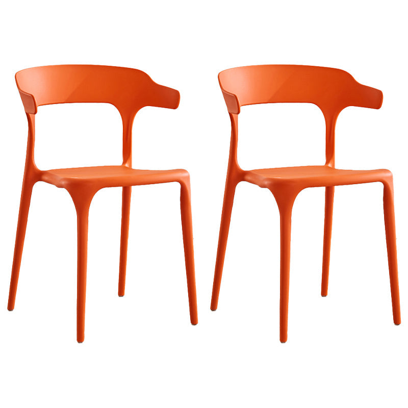 Modern Contemporary Plastic Side Chairs Multicolor Open Back Dining Chairs Orange 2 Piece Set Clearhalo ' kitchen&dining_furn' 'Dining Chairs' 'Dining Tables & Seating' 'dining_chair' 'furn' 'furn_dining_chair' 'Furniture' 'furniture_dining_chair' 'Kitchen & Dining Furniture' 'kitchen' 3573716