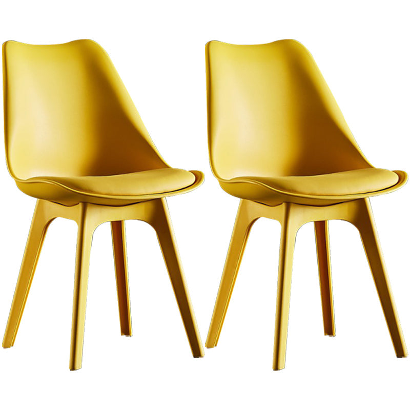 Modern Plastic Chair 33"H Acrylic Solid Back Dining Chair for Restaurant Yellow Set of 2 Clearhalo ' kitchen&dining_furn' 'Dining Chairs' 'Dining Tables & Seating' 'dining_chair' 'Furniture' 'furniture_dining_chair' 'Kitchen & Dining Furniture' 'kitchen' 3573857