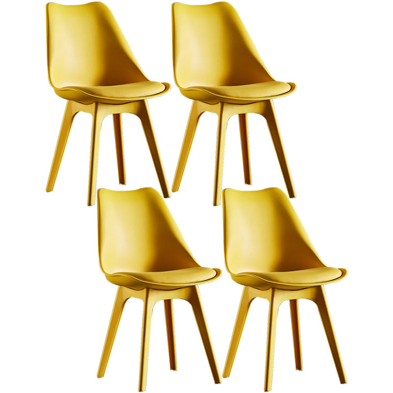 Modern Plastic Chair 33"H Acrylic Solid Back Dining Chair for Restaurant Yellow Set of 4 Clearhalo ' kitchen&dining_furn' 'Dining Chairs' 'Dining Tables & Seating' 'dining_chair' 'Furniture' 'furniture_dining_chair' 'Kitchen & Dining Furniture' 'kitchen' 3573858