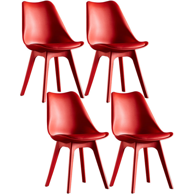Modern Plastic Chair 33"H Acrylic Solid Back Dining Chair for Restaurant Red Set of 4 Clearhalo ' kitchen&dining_furn' 'Dining Chairs' 'Dining Tables & Seating' 'dining_chair' 'Furniture' 'furniture_dining_chair' 'Kitchen & Dining Furniture' 'kitchen' 3573862