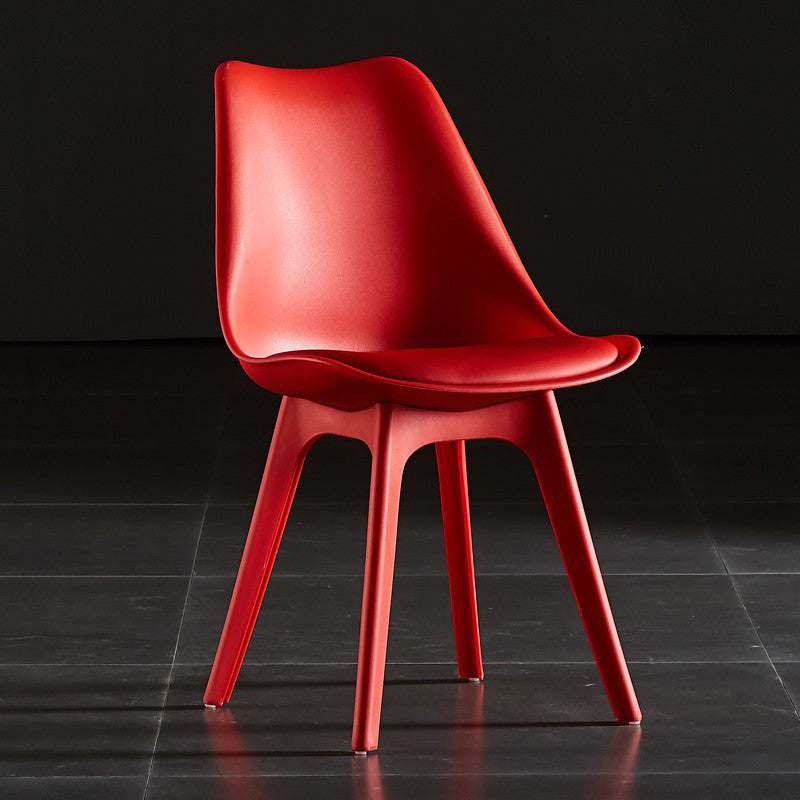 Modern Plastic Chair 33"H Acrylic Solid Back Dining Chair for Restaurant Red 1 Piece Clearhalo ' kitchen&dining_furn' 'Dining Chairs' 'Dining Tables & Seating' 'dining_chair' 'Furniture' 'furniture_dining_chair' 'Kitchen & Dining Furniture' 'kitchen' 3573871