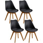 Scandinavian Home Side Chair Indoor Solid Back Plastic Dining Room Chair with Wood Legs Black Set of 4 Clearhalo ' kitchen&dining_furn' 'Dining Chairs' 'Dining Tables & Seating' 'dining_chair' 'Furniture' 'furniture_dining_chair' 'Kitchen & Dining Furniture' 'kitchen' 3573877