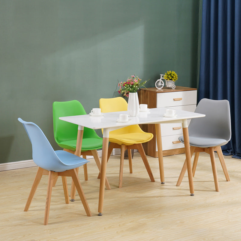 Scandinavian Home Side Chair Indoor Solid Back Plastic Dining Room Chair with Wood Legs Clearhalo ' kitchen&dining_furn' 'Dining Chairs' 'Dining Tables & Seating' 'dining_chair' 'Furniture' 'furniture_dining_chair' 'Kitchen & Dining Furniture' 'kitchen' 3573879