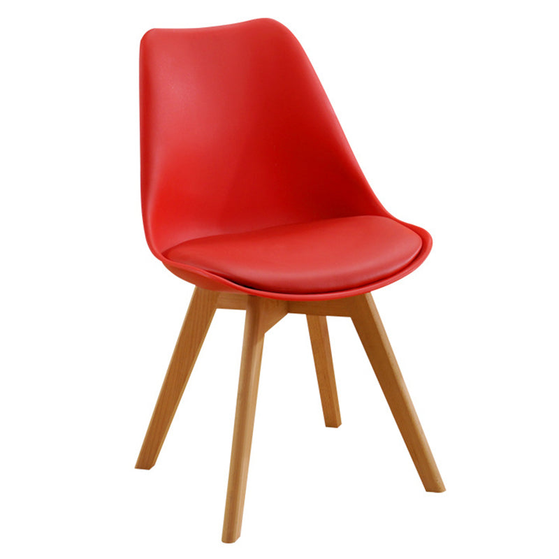 Scandinavian Home Side Chair Indoor Solid Back Plastic Dining Room Chair with Wood Legs Clearhalo ' kitchen&dining_furn' 'Dining Chairs' 'Dining Tables & Seating' 'dining_chair' 'Furniture' 'furniture_dining_chair' 'Kitchen & Dining Furniture' 'kitchen' 3573881