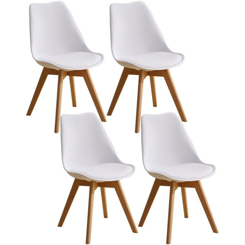Scandinavian Home Side Chair Indoor Solid Back Plastic Dining Room Chair with Wood Legs White Set of 4 Clearhalo ' kitchen&dining_furn' 'Dining Chairs' 'Dining Tables & Seating' 'dining_chair' 'Furniture' 'furniture_dining_chair' 'Kitchen & Dining Furniture' 'kitchen' 3573882