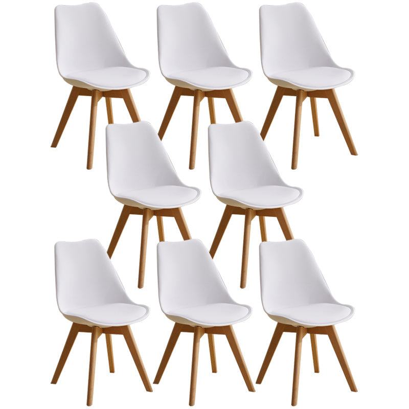 Scandinavian Home Side Chair Indoor Solid Back Plastic Dining Room Chair with Wood Legs White Set of 8 Clearhalo ' kitchen&dining_furn' 'Dining Chairs' 'Dining Tables & Seating' 'dining_chair' 'Furniture' 'furniture_dining_chair' 'Kitchen & Dining Furniture' 'kitchen' 3573884