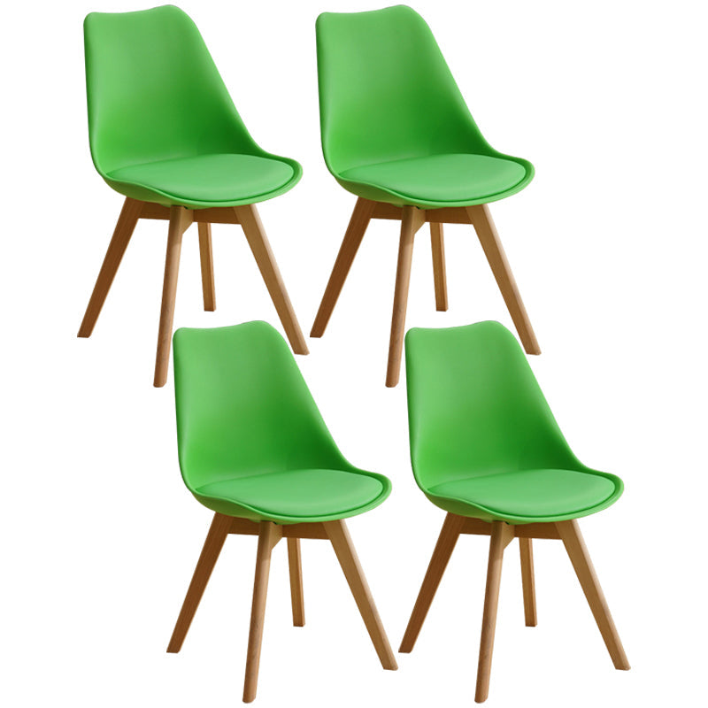 Scandinavian Home Side Chair Indoor Solid Back Plastic Dining Room Chair with Wood Legs Green Set of 4 Clearhalo ' kitchen&dining_furn' 'Dining Chairs' 'Dining Tables & Seating' 'dining_chair' 'Furniture' 'furniture_dining_chair' 'Kitchen & Dining Furniture' 'kitchen' 3573885