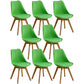 Scandinavian Home Side Chair Indoor Solid Back Plastic Dining Room Chair with Wood Legs Green Set of 8 Clearhalo ' kitchen&dining_furn' 'Dining Chairs' 'Dining Tables & Seating' 'dining_chair' 'Furniture' 'furniture_dining_chair' 'Kitchen & Dining Furniture' 'kitchen' 3573888