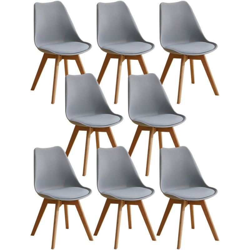 Scandinavian Home Side Chair Indoor Solid Back Plastic Dining Room Chair with Wood Legs Grey Set of 8 Clearhalo ' kitchen&dining_furn' 'Dining Chairs' 'Dining Tables & Seating' 'dining_chair' 'Furniture' 'furniture_dining_chair' 'Kitchen & Dining Furniture' 'kitchen' 3573891