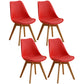 Scandinavian Home Side Chair Indoor Solid Back Plastic Dining Room Chair with Wood Legs Red Set of 4 Clearhalo ' kitchen&dining_furn' 'Dining Chairs' 'Dining Tables & Seating' 'dining_chair' 'Furniture' 'furniture_dining_chair' 'Kitchen & Dining Furniture' 'kitchen' 3573900