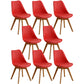 Scandinavian Home Side Chair Indoor Solid Back Plastic Dining Room Chair with Wood Legs Red Set of 8 Clearhalo ' kitchen&dining_furn' 'Dining Chairs' 'Dining Tables & Seating' 'dining_chair' 'Furniture' 'furniture_dining_chair' 'Kitchen & Dining Furniture' 'kitchen' 3573901