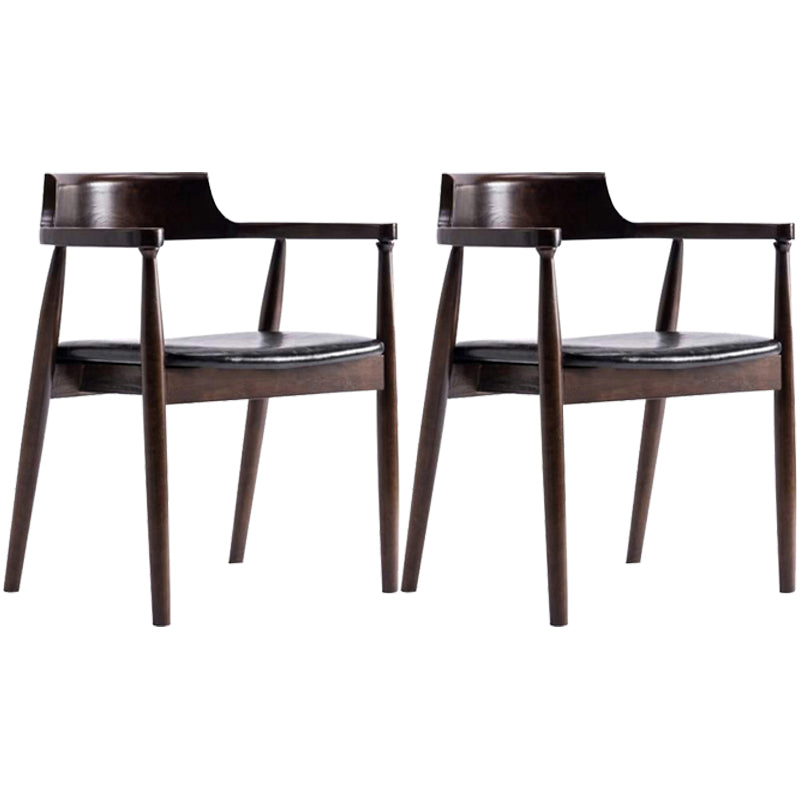 Solid Wood Contemporary Style Indoor Chair Open Back Dining Side Chairs Black 2 Piece Set Walnut Clearhalo ' kitchen&dining_furn' 'Dining Chairs' 'Dining Tables & Seating' 'dining_chair' 'furn' 'furn_dining_chair' 'Furniture' 'furniture_dining_chair' 'Kitchen & Dining Furniture' 'kitchen' 3573922