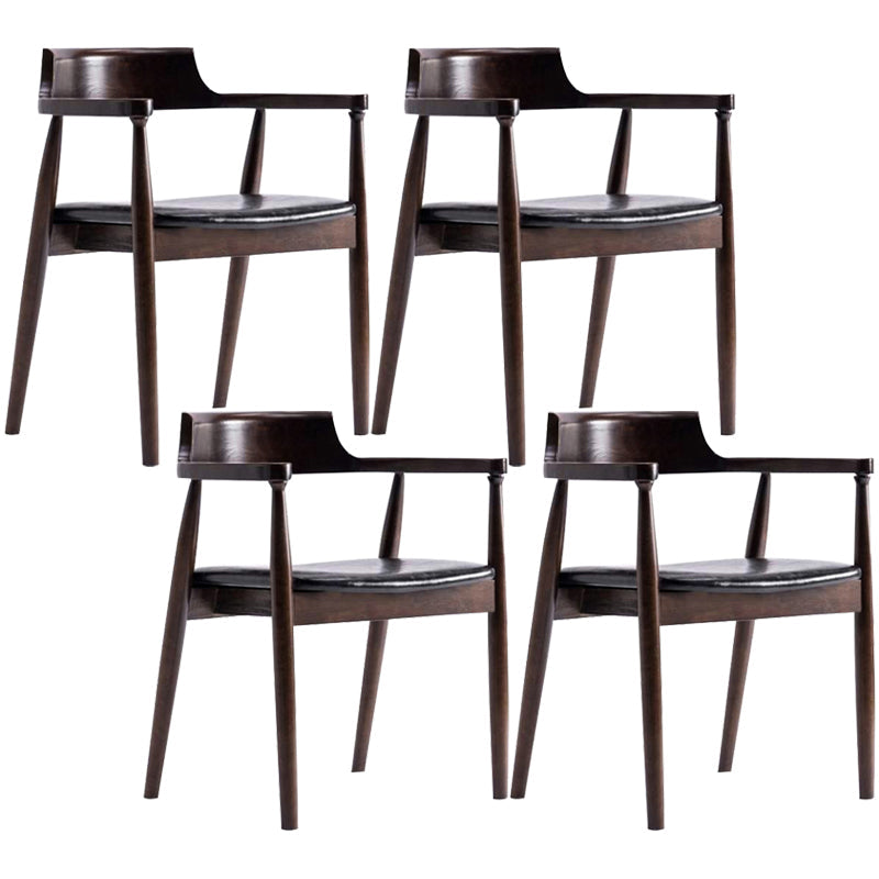 Solid Wood Contemporary Style Indoor Chair Open Back Dining Side Chairs Black 4 Piece Set Walnut Clearhalo ' kitchen&dining_furn' 'Dining Chairs' 'Dining Tables & Seating' 'dining_chair' 'furn' 'furn_dining_chair' 'Furniture' 'furniture_dining_chair' 'Kitchen & Dining Furniture' 'kitchen' 3573924