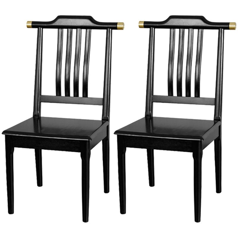 Traditional Solid Wood Dining Chairs Slat Back Dining Side Chair for Home Gloss Black 2 Piece Set Clearhalo ' kitchen&dining_furn' 'Dining Chairs' 'Dining Tables & Seating' 'dining_chair' 'furn' 'furn_dining_chair' 'Furniture' 'furniture_dining_chair' 'Kitchen & Dining Furniture' 'kitchen' 3573947