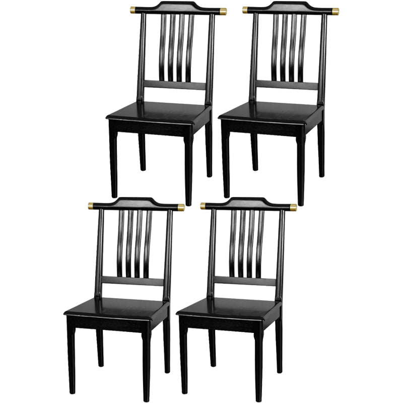 Traditional Solid Wood Dining Chairs Slat Back Dining Side Chair for Home Gloss Black 4 Piece Set Clearhalo ' kitchen&dining_furn' 'Dining Chairs' 'Dining Tables & Seating' 'dining_chair' 'furn' 'furn_dining_chair' 'Furniture' 'furniture_dining_chair' 'Kitchen & Dining Furniture' 'kitchen' 3573949