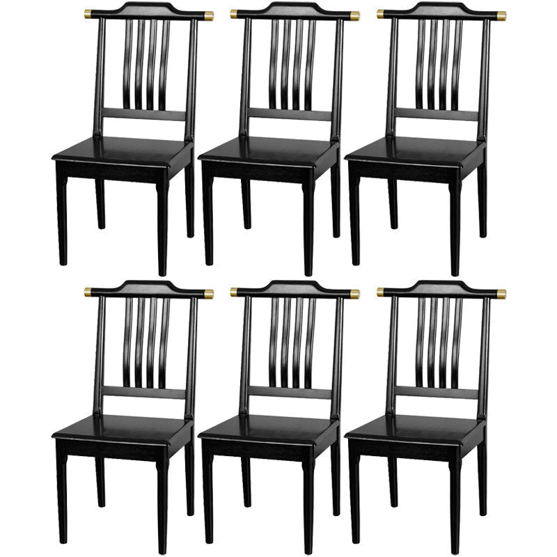 Traditional Solid Wood Dining Chairs Slat Back Dining Side Chair for Home Gloss Black 6 Piece Set Clearhalo ' kitchen&dining_furn' 'Dining Chairs' 'Dining Tables & Seating' 'dining_chair' 'furn' 'furn_dining_chair' 'Furniture' 'furniture_dining_chair' 'Kitchen & Dining Furniture' 'kitchen' 3573951