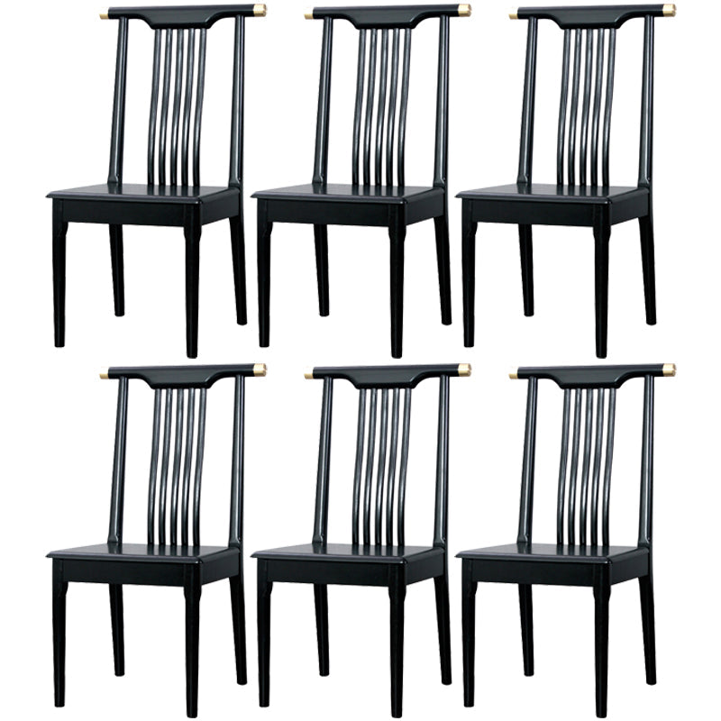 Traditional Solid Wood Dining Chairs Slat Back Dining Side Chair for Home Black 6 Piece Set Clearhalo ' kitchen&dining_furn' 'Dining Chairs' 'Dining Tables & Seating' 'dining_chair' 'furn' 'furn_dining_chair' 'Furniture' 'furniture_dining_chair' 'Kitchen & Dining Furniture' 'kitchen' 3573962