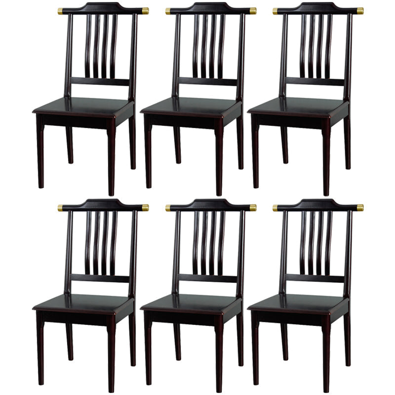 Traditional Solid Wood Dining Chairs Slat Back Dining Side Chair for Home Textured Black 6 Piece Set Clearhalo ' kitchen&dining_furn' 'Dining Chairs' 'Dining Tables & Seating' 'dining_chair' 'furn' 'furn_dining_chair' 'Furniture' 'furniture_dining_chair' 'Kitchen & Dining Furniture' 'kitchen' 3573971
