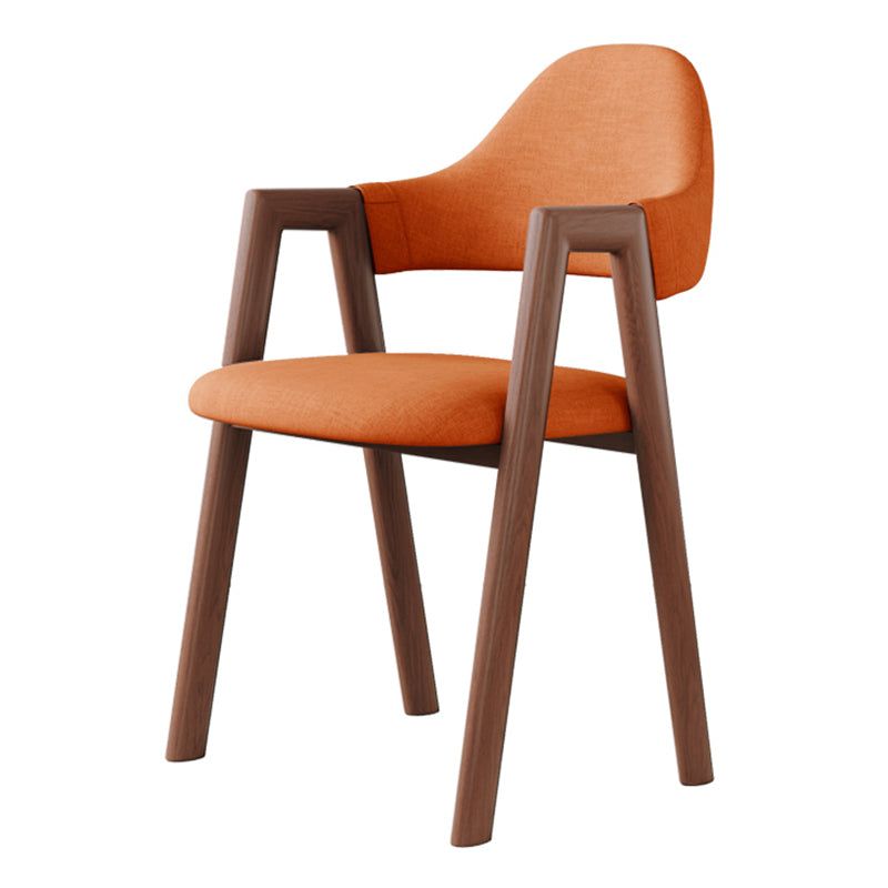Contemporary Brown Kitchen Dining Arm Chair Wood Opening Back Dining Arm Chair Orange 1 Piece Clearhalo ' kitchen&dining_furn' 'Dining Chairs' 'Dining Tables & Seating' 'dining_chair' 'furn' 'furn_dining_chair' 'Furniture' 'furniture_dining_chair' 'Kitchen & Dining Furniture' 'kitchen' 3573973