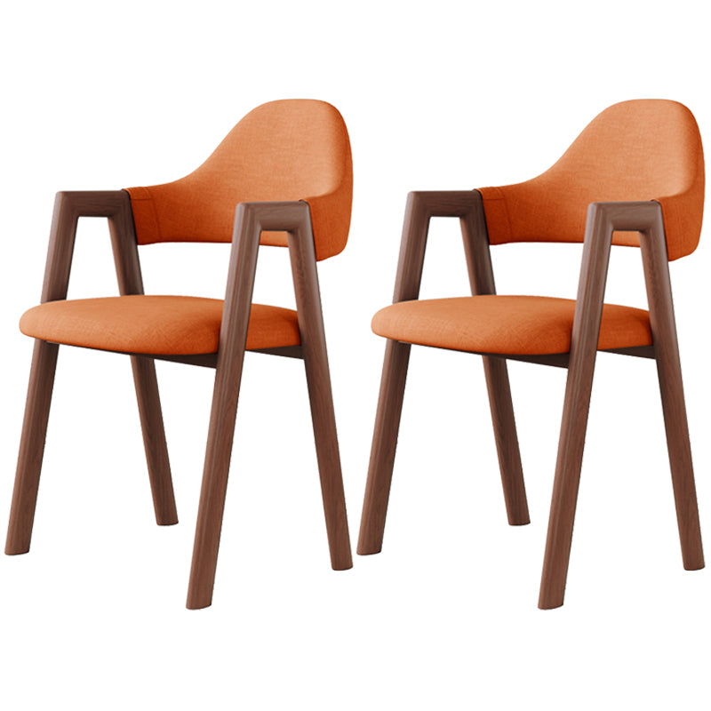 Contemporary Brown Kitchen Dining Arm Chair Wood Opening Back Dining Arm Chair Orange 2 Piece Set Clearhalo ' kitchen&dining_furn' 'Dining Chairs' 'Dining Tables & Seating' 'dining_chair' 'furn' 'furn_dining_chair' 'Furniture' 'furniture_dining_chair' 'Kitchen & Dining Furniture' 'kitchen' 3573975