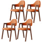 Contemporary Brown Kitchen Dining Arm Chair Wood Opening Back Dining Arm Chair Orange 4 Piece Set Clearhalo ' kitchen&dining_furn' 'Dining Chairs' 'Dining Tables & Seating' 'dining_chair' 'furn' 'furn_dining_chair' 'Furniture' 'furniture_dining_chair' 'Kitchen & Dining Furniture' 'kitchen' 3573977