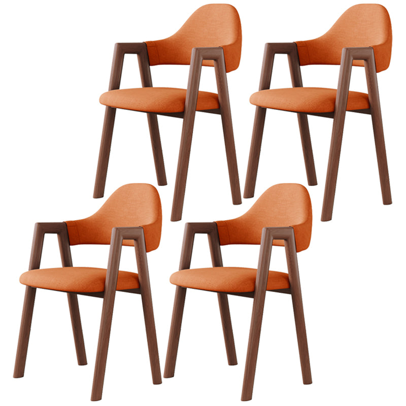 Contemporary Brown Kitchen Dining Arm Chair Wood Opening Back Dining Arm Chair Orange 4 Piece Set Clearhalo ' kitchen&dining_furn' 'Dining Chairs' 'Dining Tables & Seating' 'dining_chair' 'furn' 'furn_dining_chair' 'Furniture' 'furniture_dining_chair' 'Kitchen & Dining Furniture' 'kitchen' 3573977