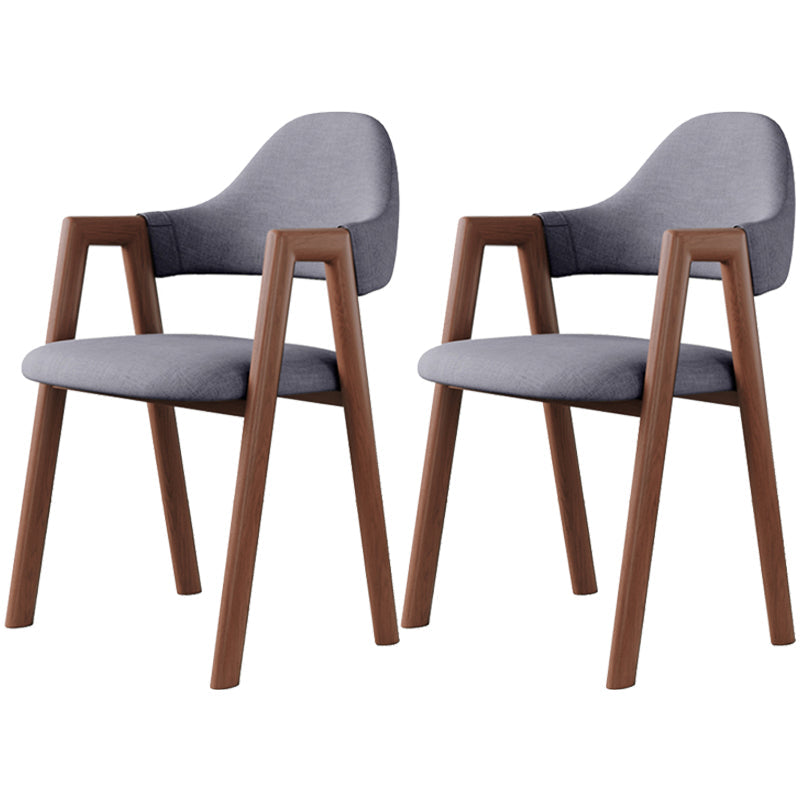 Contemporary Brown Kitchen Dining Arm Chair Wood Opening Back Dining Arm Chair Grey 2 Piece Set Clearhalo ' kitchen&dining_furn' 'Dining Chairs' 'Dining Tables & Seating' 'dining_chair' 'furn' 'furn_dining_chair' 'Furniture' 'furniture_dining_chair' 'Kitchen & Dining Furniture' 'kitchen' 3573992