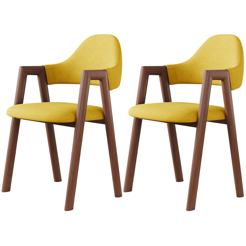 Contemporary Brown Kitchen Dining Arm Chair Wood Opening Back Dining Arm Chair Yellow 2 Piece Set Clearhalo ' kitchen&dining_furn' 'Dining Chairs' 'Dining Tables & Seating' 'dining_chair' 'furn' 'furn_dining_chair' 'Furniture' 'furniture_dining_chair' 'Kitchen & Dining Furniture' 'kitchen' 3574008