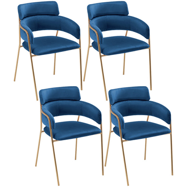 Glam Style Metal Kitchen Dining Room Chair Open Back Side Copper Chairs Navy Blue 4 Piece Set Clearhalo ' kitchen&dining_furn' 'Dining Chairs' 'Dining Tables & Seating' 'dining_chair' 'furn' 'furn_dining_chair' 'Furniture' 'furniture_dining_chair' 'Kitchen & Dining Furniture' 'kitchen' 3574014