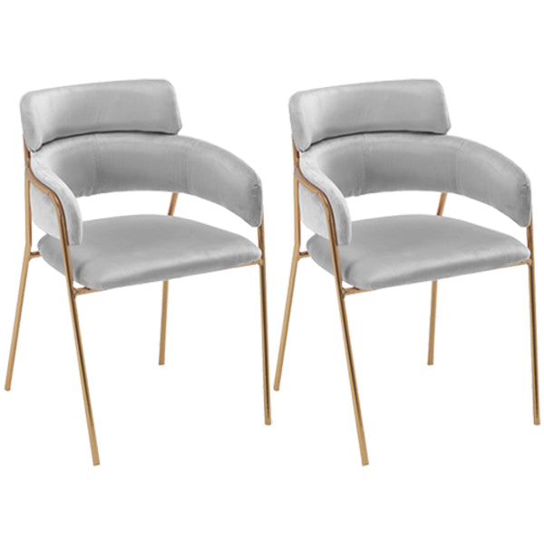 Glam Style Metal Kitchen Dining Room Chair Open Back Side Copper Chairs Light Gray 2 Piece Set Clearhalo ' kitchen&dining_furn' 'Dining Chairs' 'Dining Tables & Seating' 'dining_chair' 'furn' 'furn_dining_chair' 'Furniture' 'furniture_dining_chair' 'Kitchen & Dining Furniture' 'kitchen' 3574019